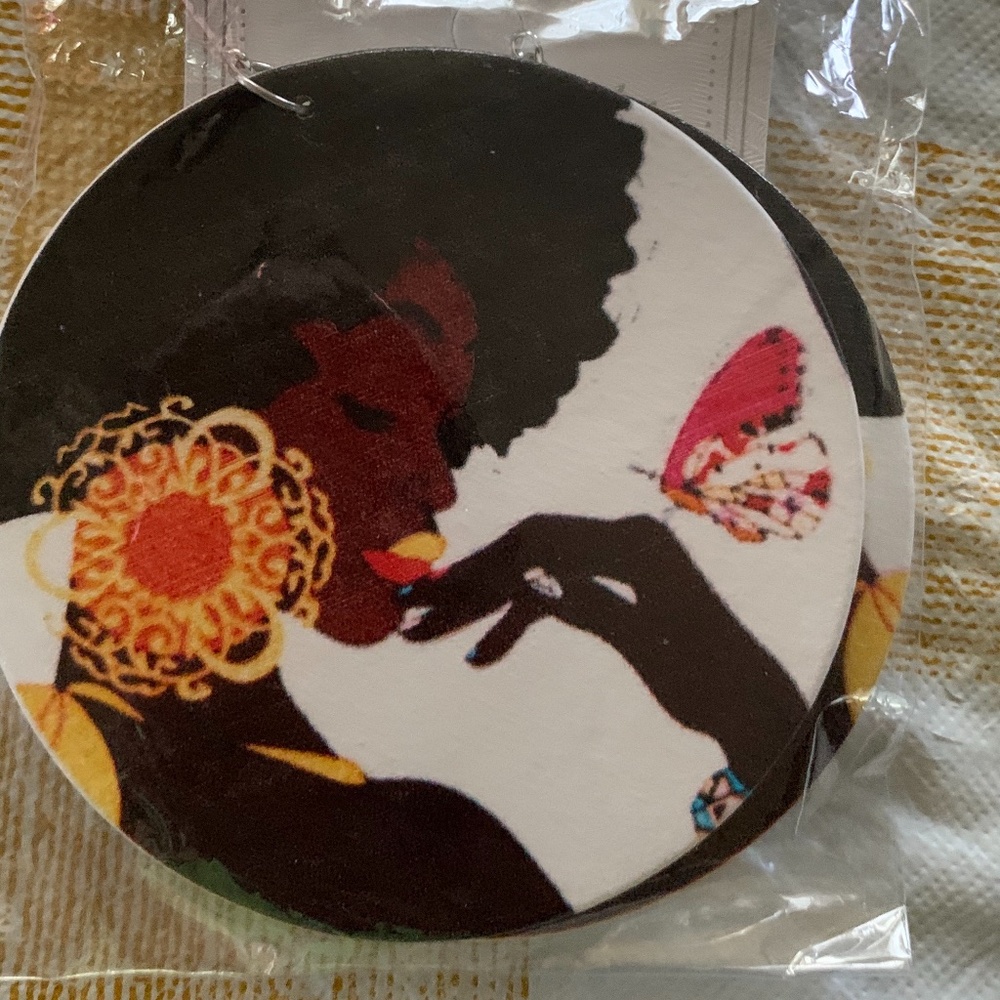 Afro Earring (Orange